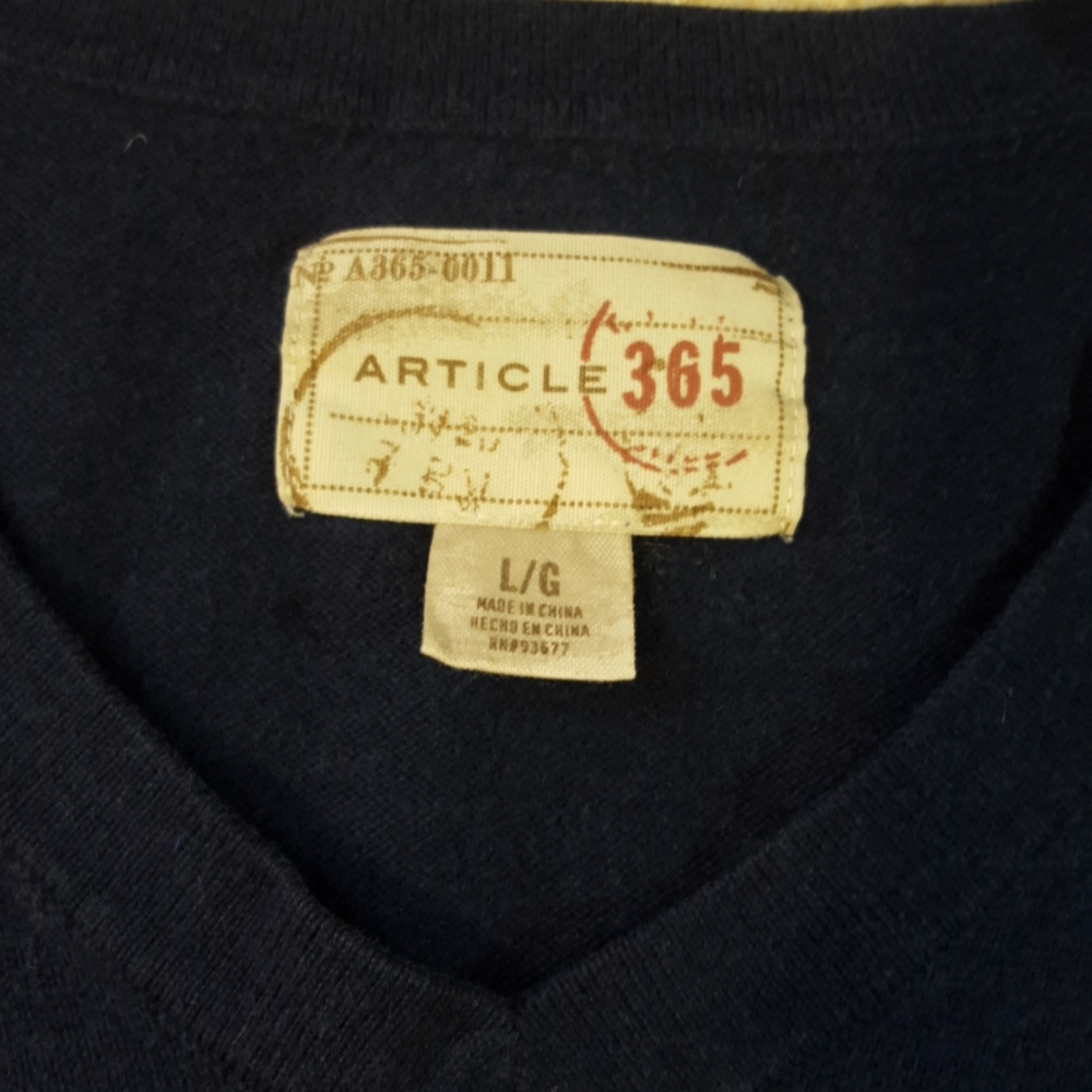 Article 365 Cashmere Blend V Neck Sweater, Sz L View 2